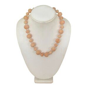 Vintage Pink Bead Choker Necklace Silver Spacer Beads Magnetic Clasp